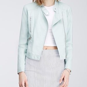 Mint Green Faux Leather Jacket